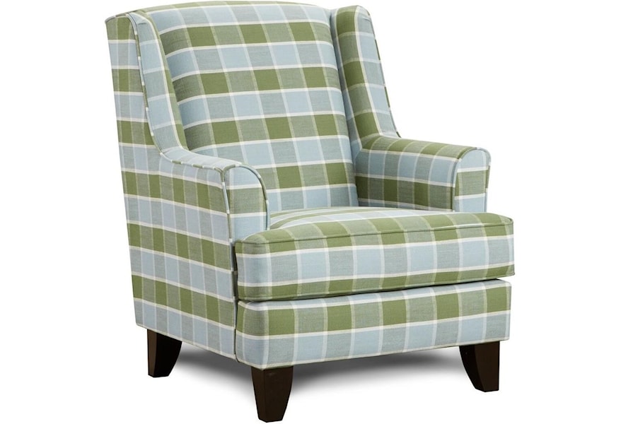 Fn 260 Transitional Plaid Wing Back Chair Lindy S Furniture