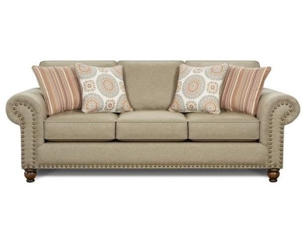 3110 Transitional Queen Sleeper Sofa With Nailhead Trim By Fusion Furniture At Olinde S