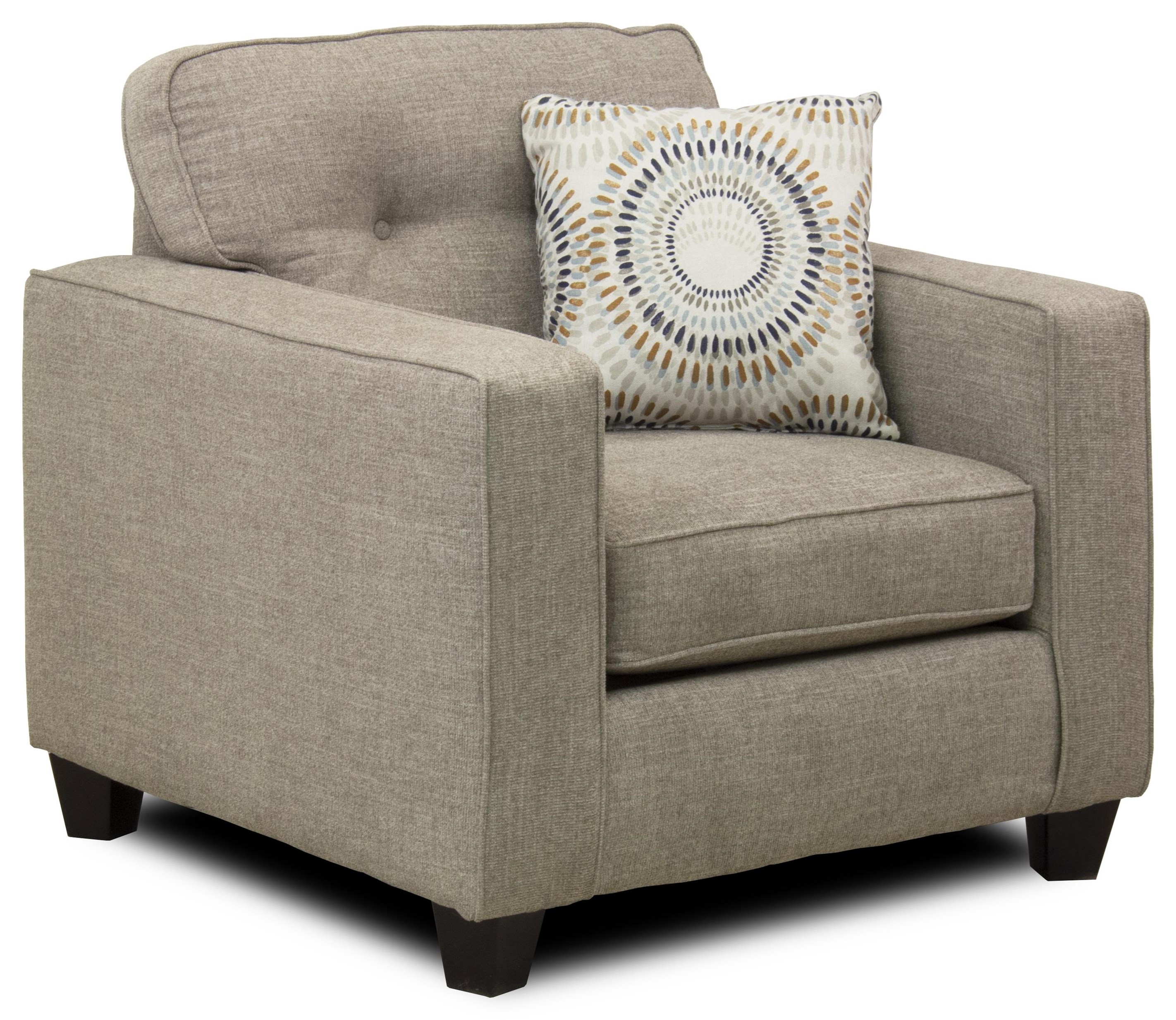 Radiant Contemporary Chair With Track Arms And Button Tufted