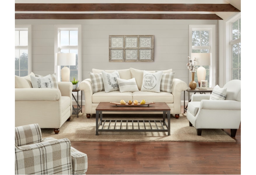 Fusion Furniture 532 Farmhouse Accent Chair With Kidney Pillow And