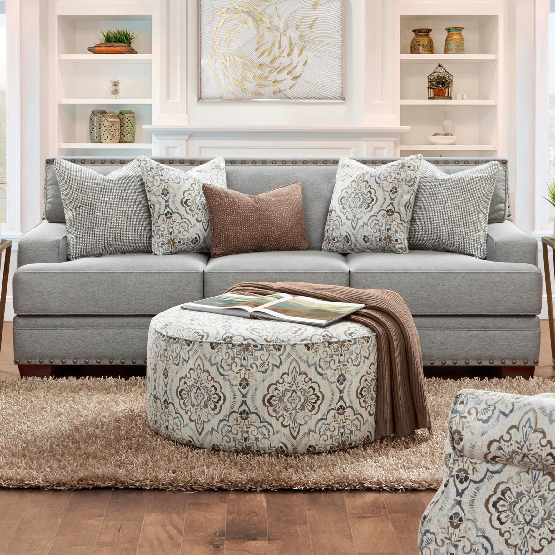 Fusion Furniture 8700 8700 Kpbates Charcoal Contemporary Sofa With Track Arms And Nail Head Trim Hudson S Furniture Sofas