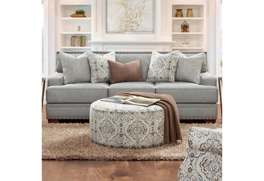 Fusion Furniture 8700 8700 Kpbates Charcoal Contemporary Sofa With Track Arms And Nail Head Trim Hudson S Furniture Sofas