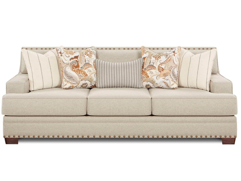 Moore Metal Contemporary Sofa With Track Arms And Nail Head Trim By Fusion Furniture At Royal