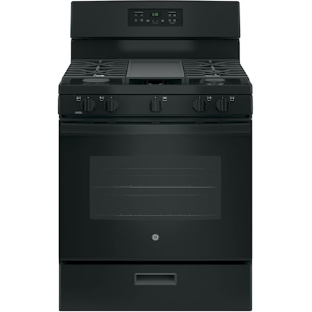GE Appliances JGBS66DEKBB 30 Free-Standing Gas Range with Non-Stick Griddle, Furniture and ApplianceMart
