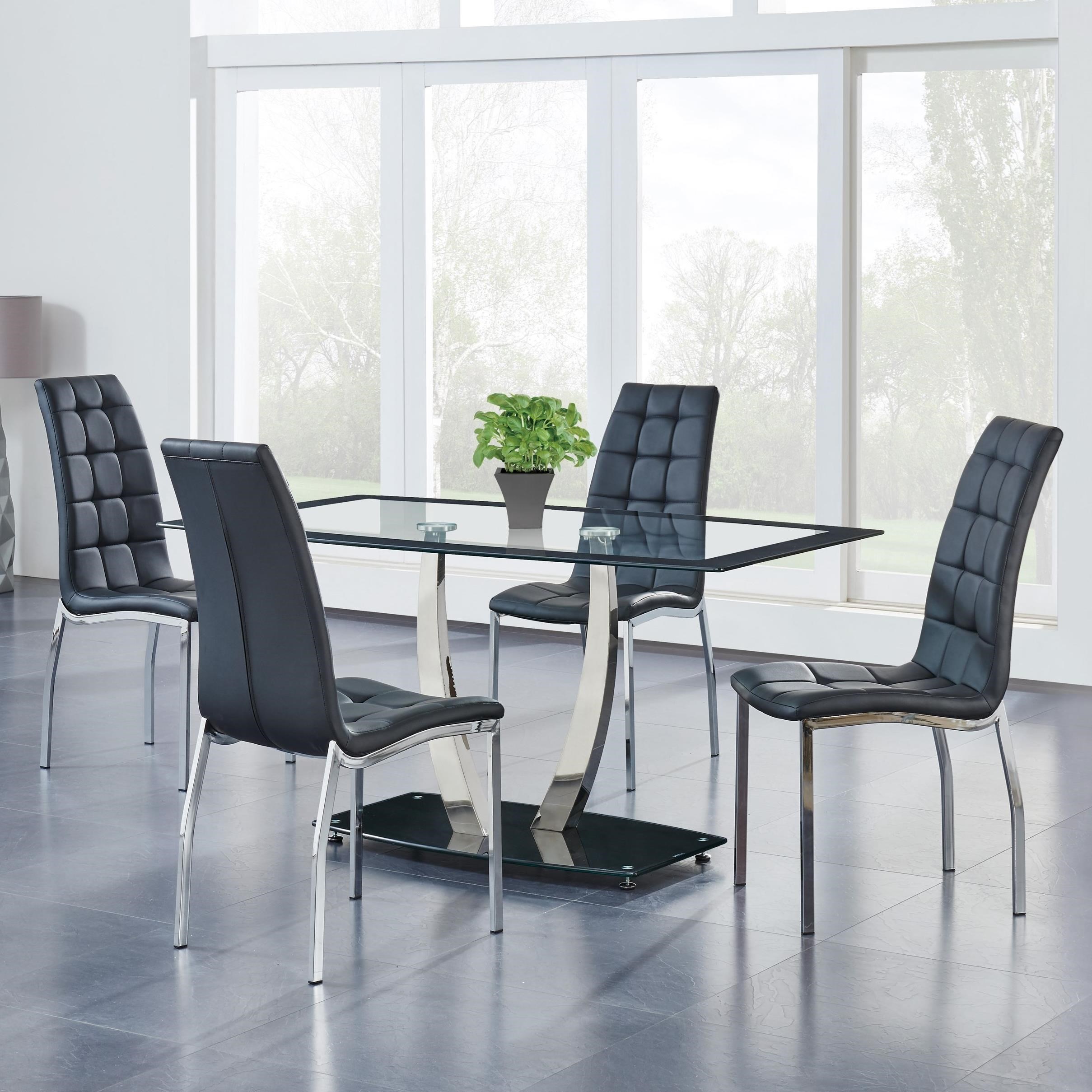 Global Furniture 716 D716dt M 4xd716dc M Contemporary 5 Piece Dining Set With Glass Top Table Nassau Furniture And Mattress Dining 5 Piece Sets