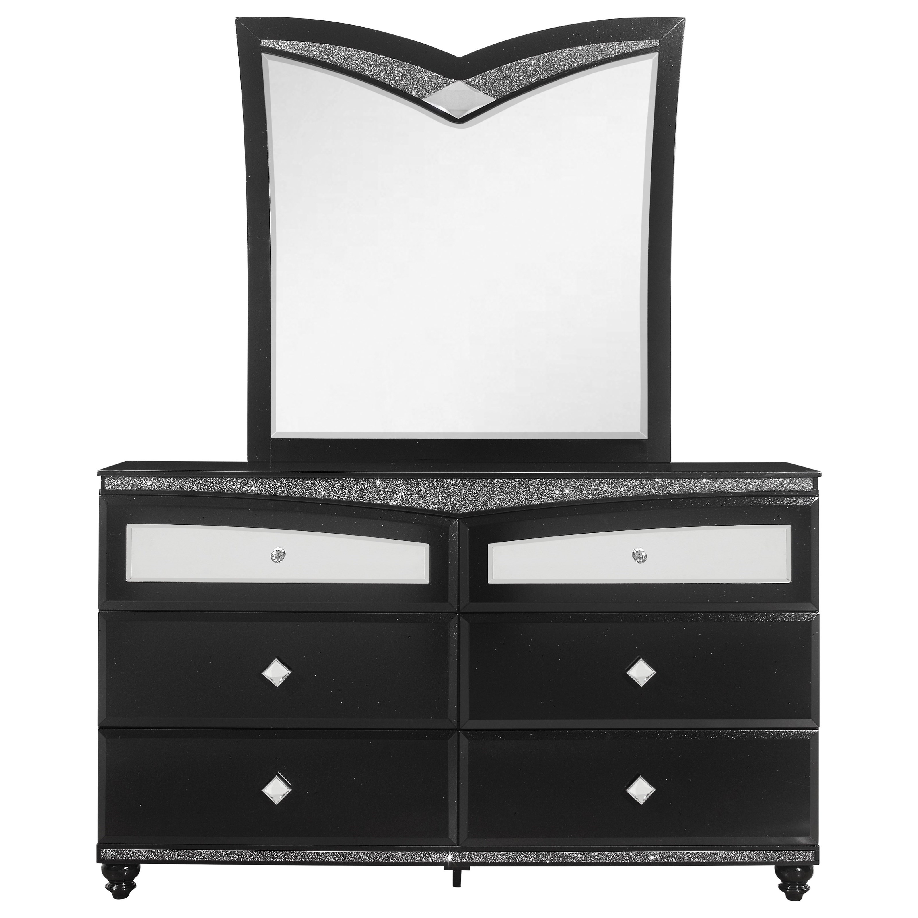 Global Furniture Beverly Glam 6 Drawer Dresser And Mirror Set