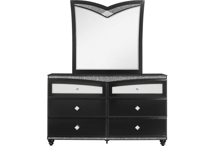 Global Furniture Beverly Glam 6 Drawer Dresser And Mirror Set