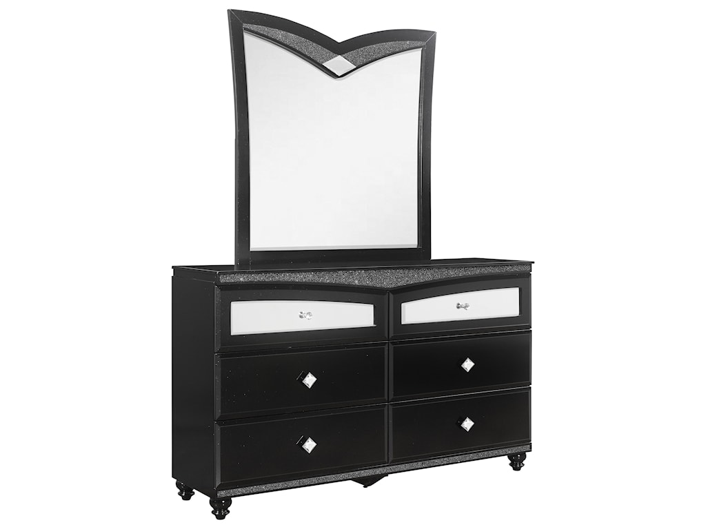 Global Furniture Beverly Glam 6 Drawer Dresser And Mirror Set