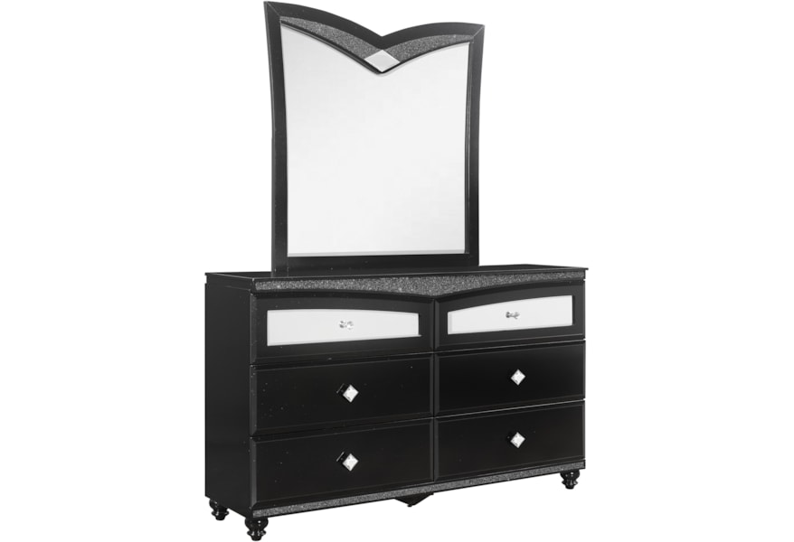 Global Furniture Beverly Glam 6 Drawer Dresser And Mirror Set