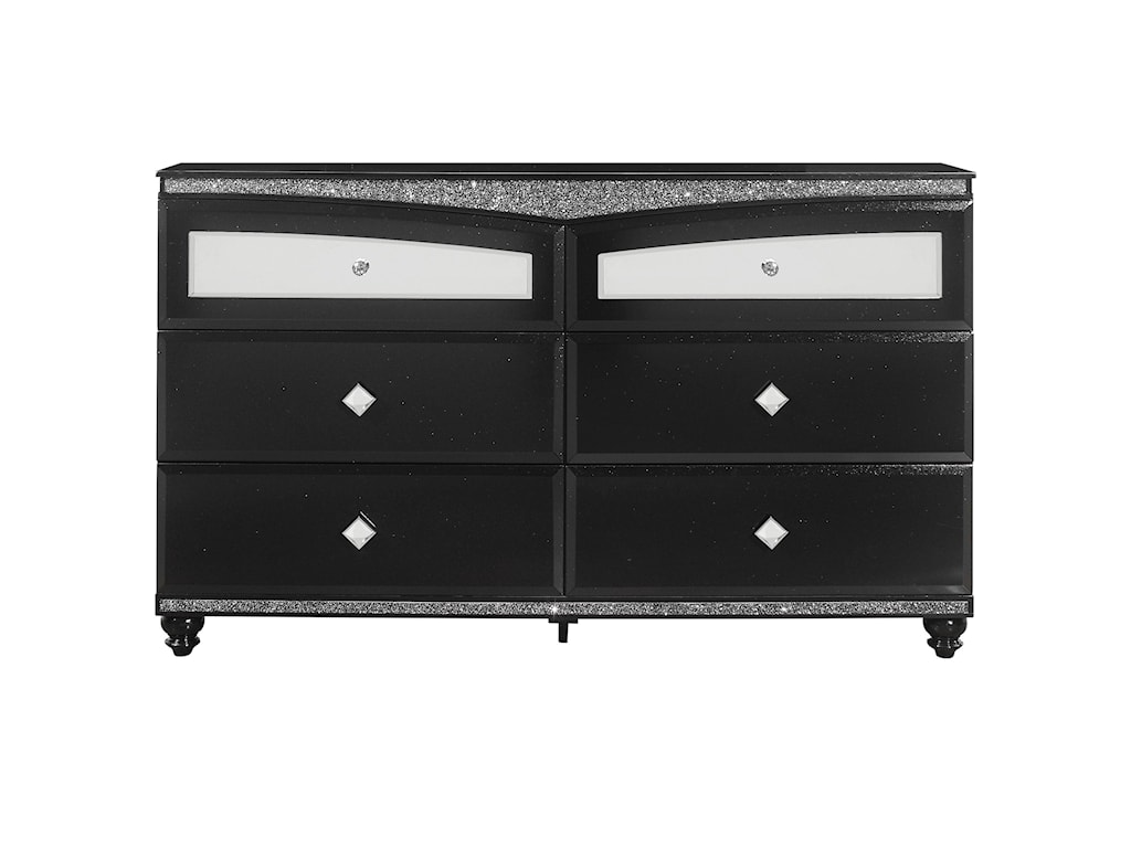 Global Furniture Beverly Glam 6 Drawer Dresser With Felt Lined Top