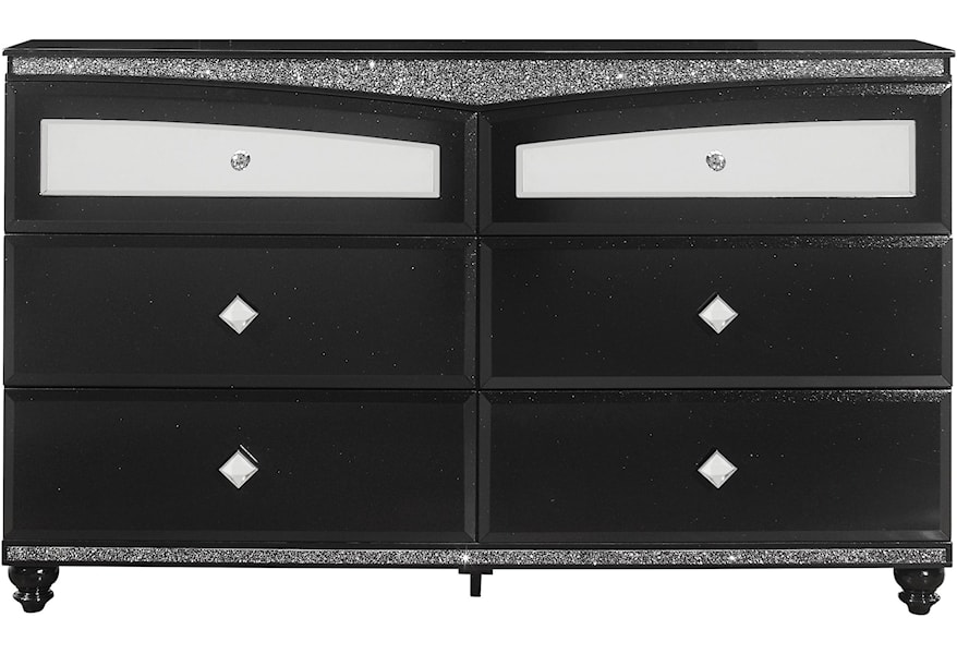 Global Furniture Beverly Beverly Metallic Black Dr Glam 6 Drawer