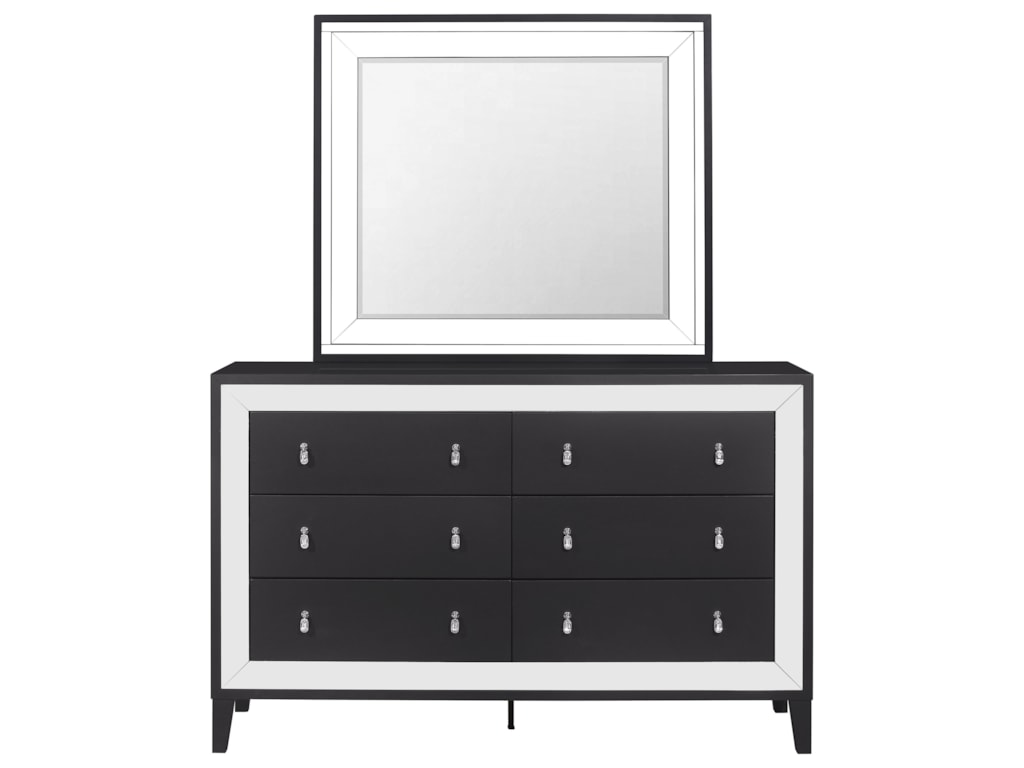 Global Furniture Catania Glam 6 Drawer Dresser And Mirror Set