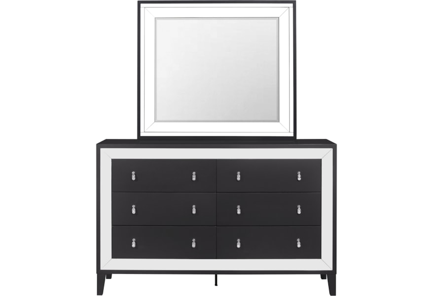 Global Furniture Catania Glam 6 Drawer Dresser And Mirror Set