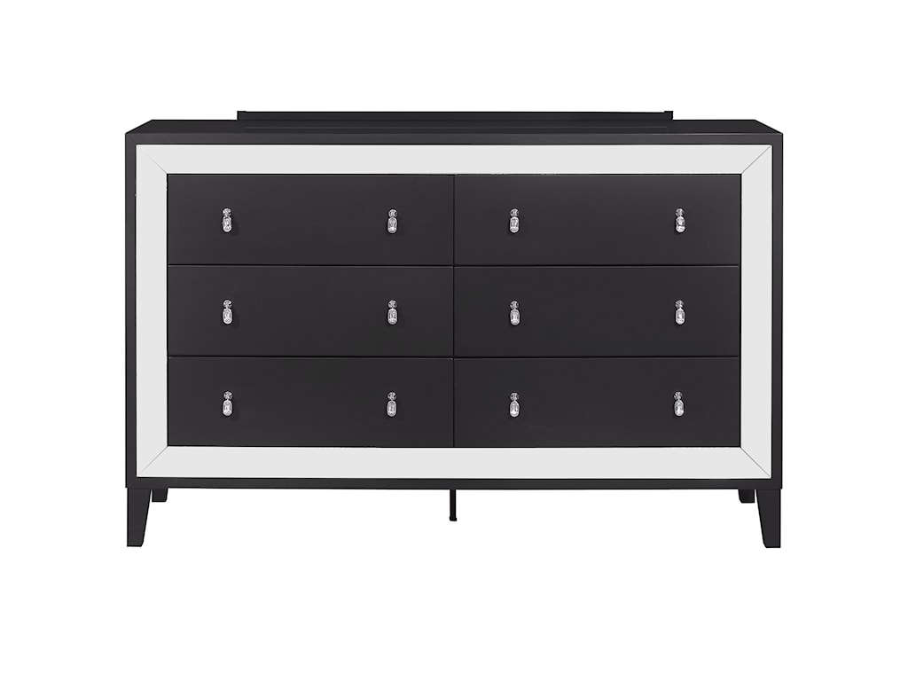 Global Furniture Catania Glam 6 Drawer Dresser With Felt Lined Top