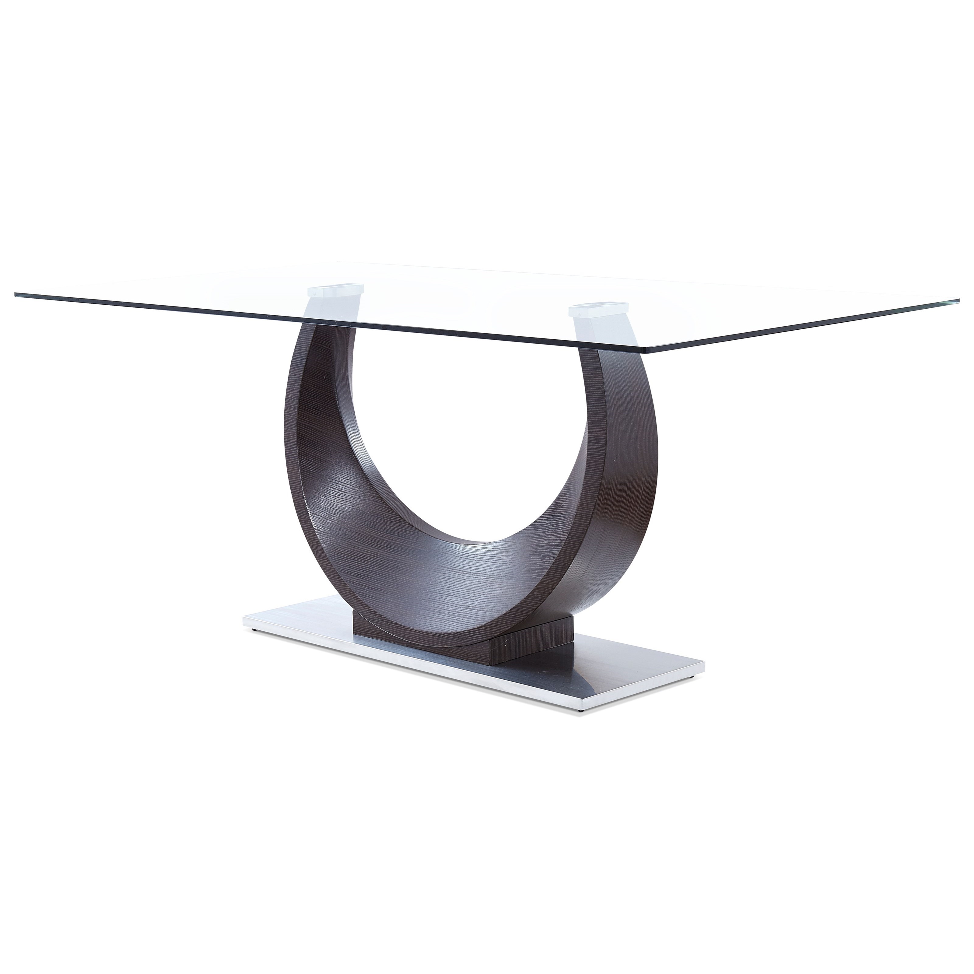 Global Furniture D2185 Glass Dining Table With Wedge Base Rooms