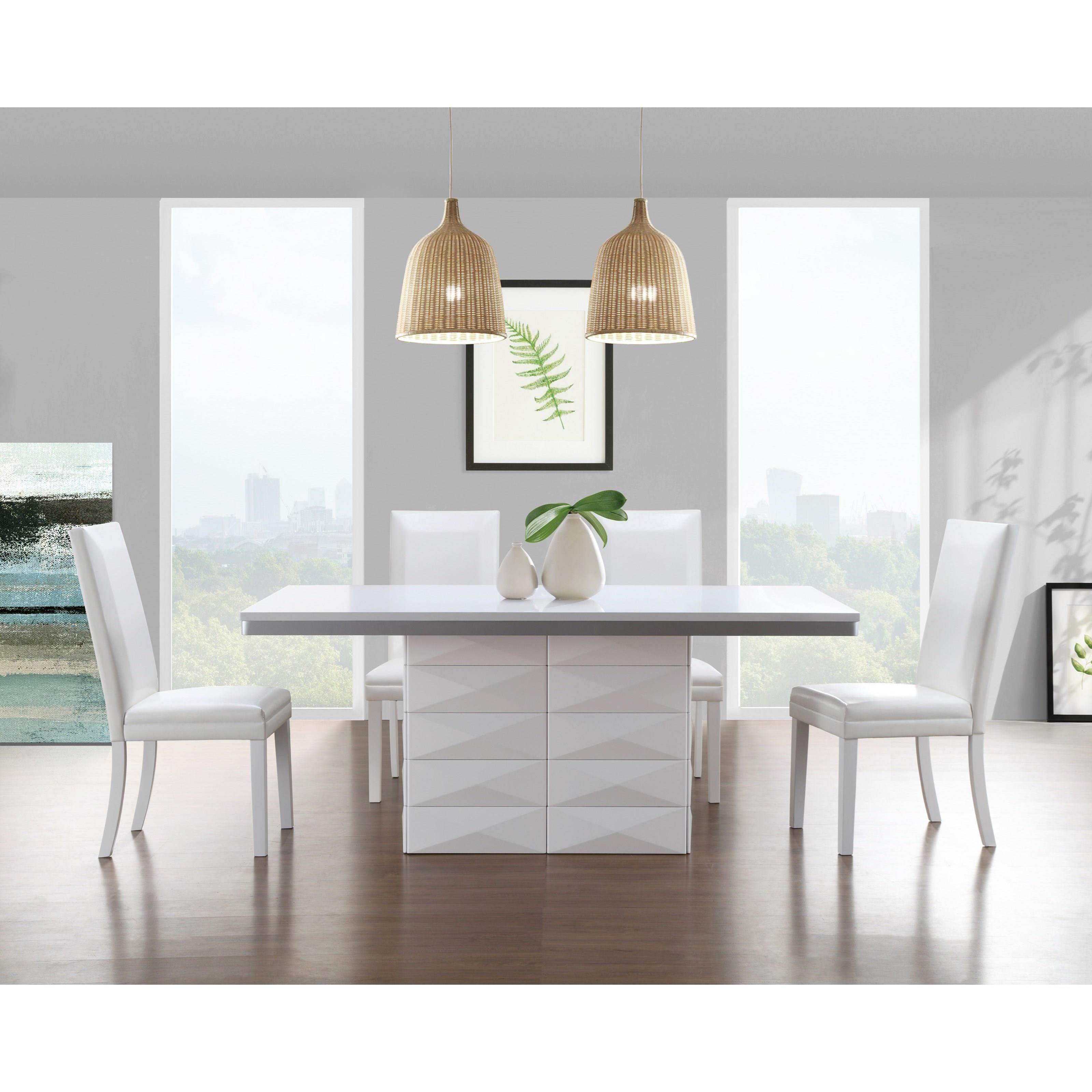 Global Furniture D3973 Pedestal Base Dining Table In White Finish