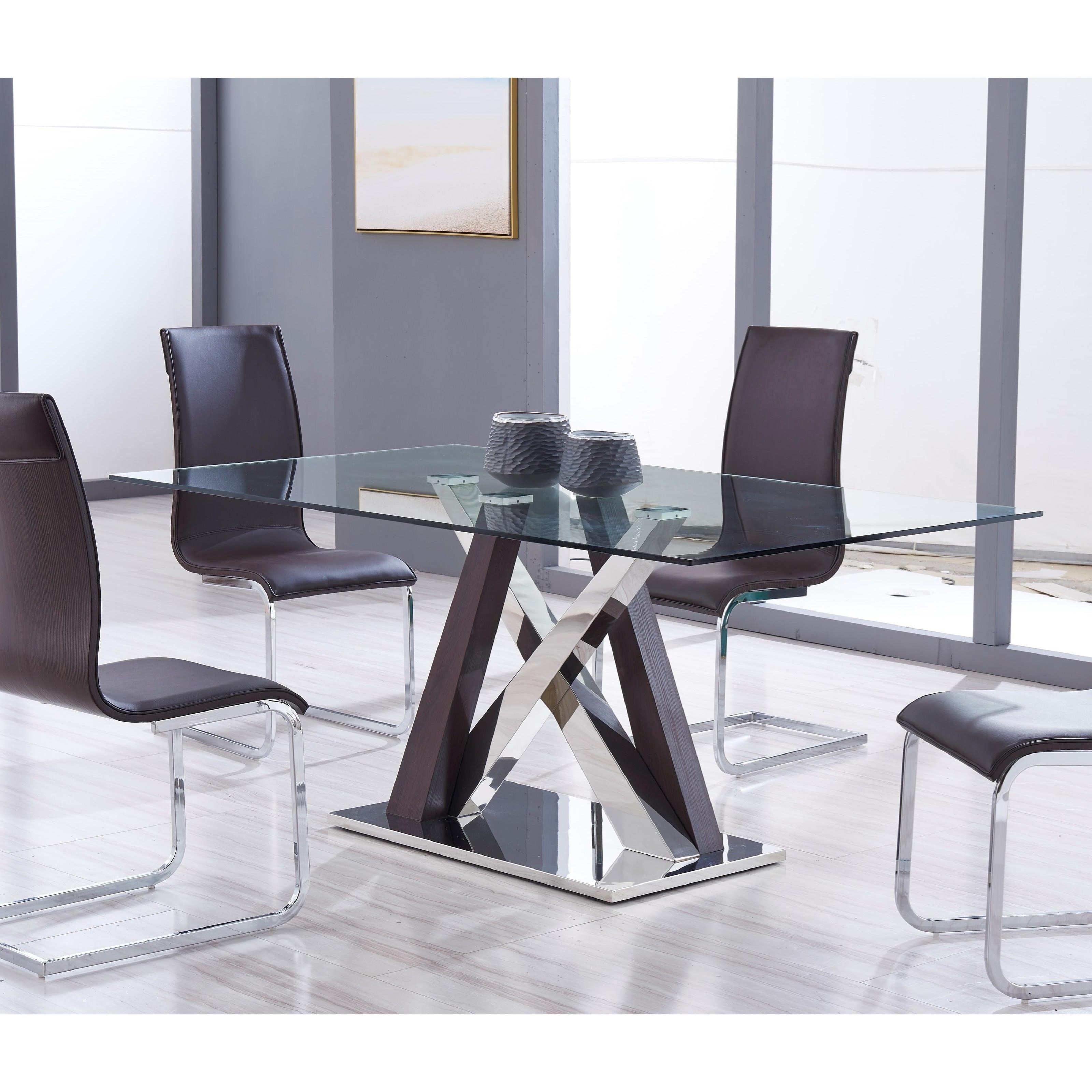 Global Furniture D4100 Glass Dining Table Rooms For Less