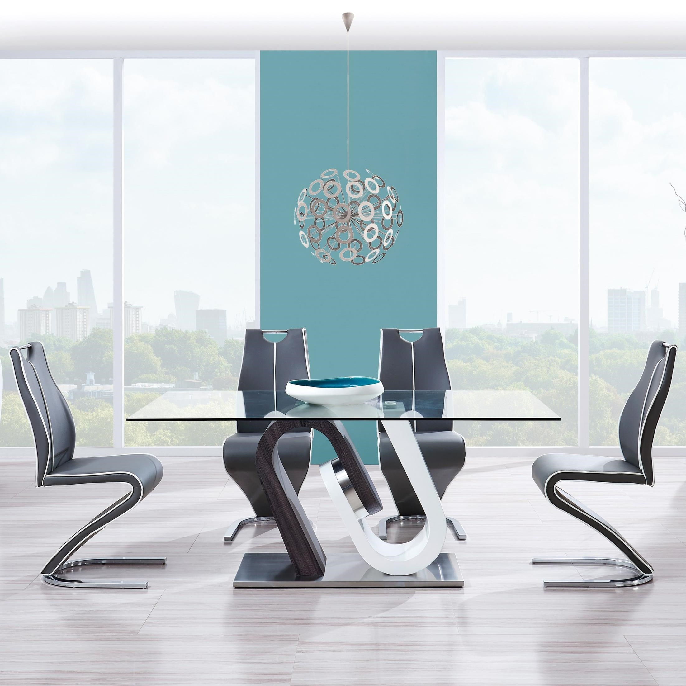 Global Furniture D4127 Ultra Modern 5 Piece Pedestal Table And