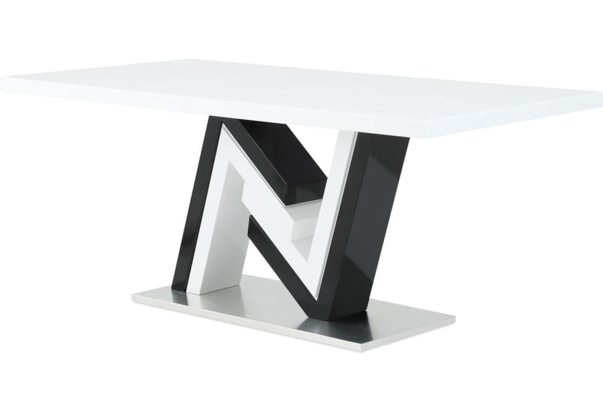 Global Furniture D4163 High Gloss Dining Table With Unique N Shaped Base Rooms For Less Dining Tables