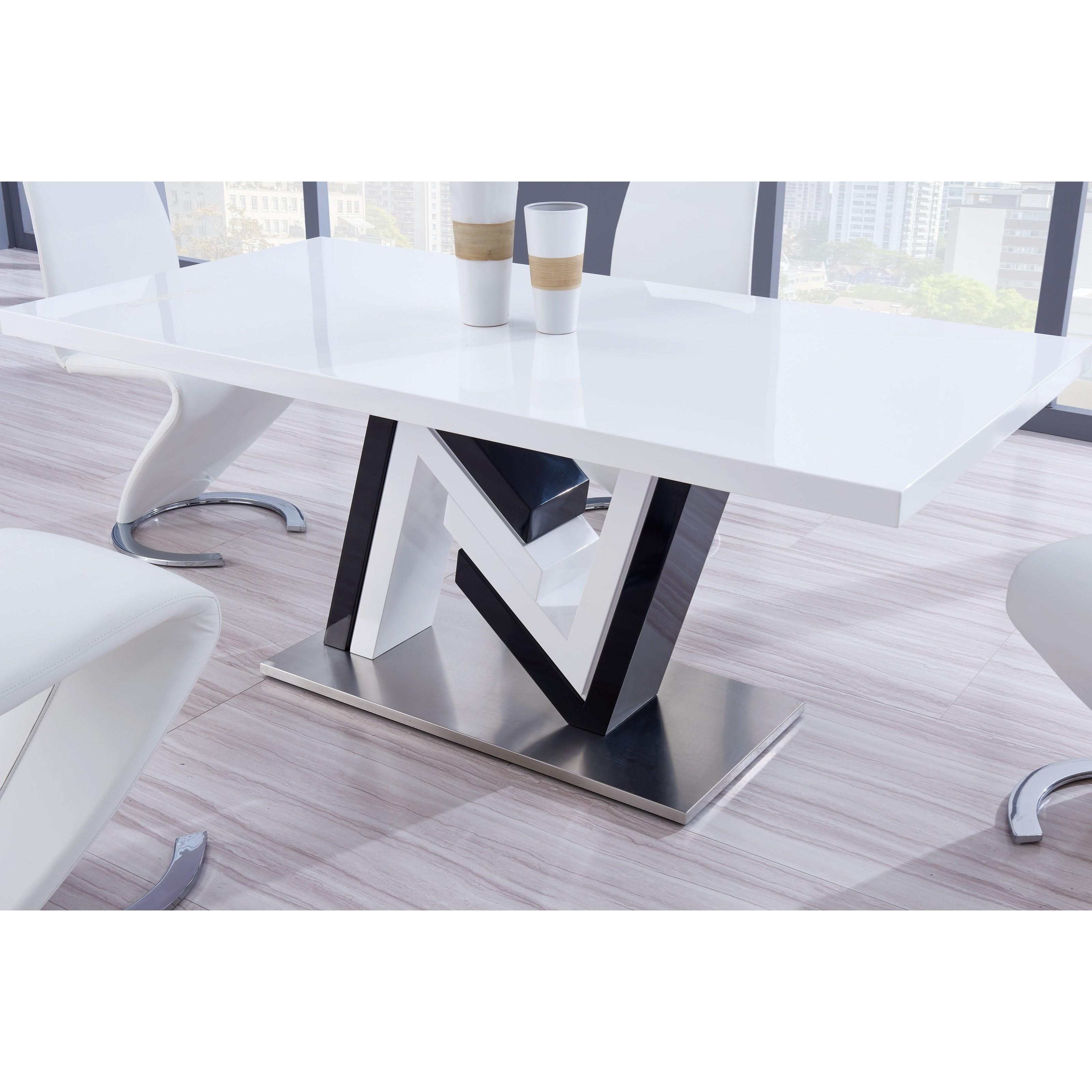 Global Furniture D4163 High Gloss Dining Table With Unique N