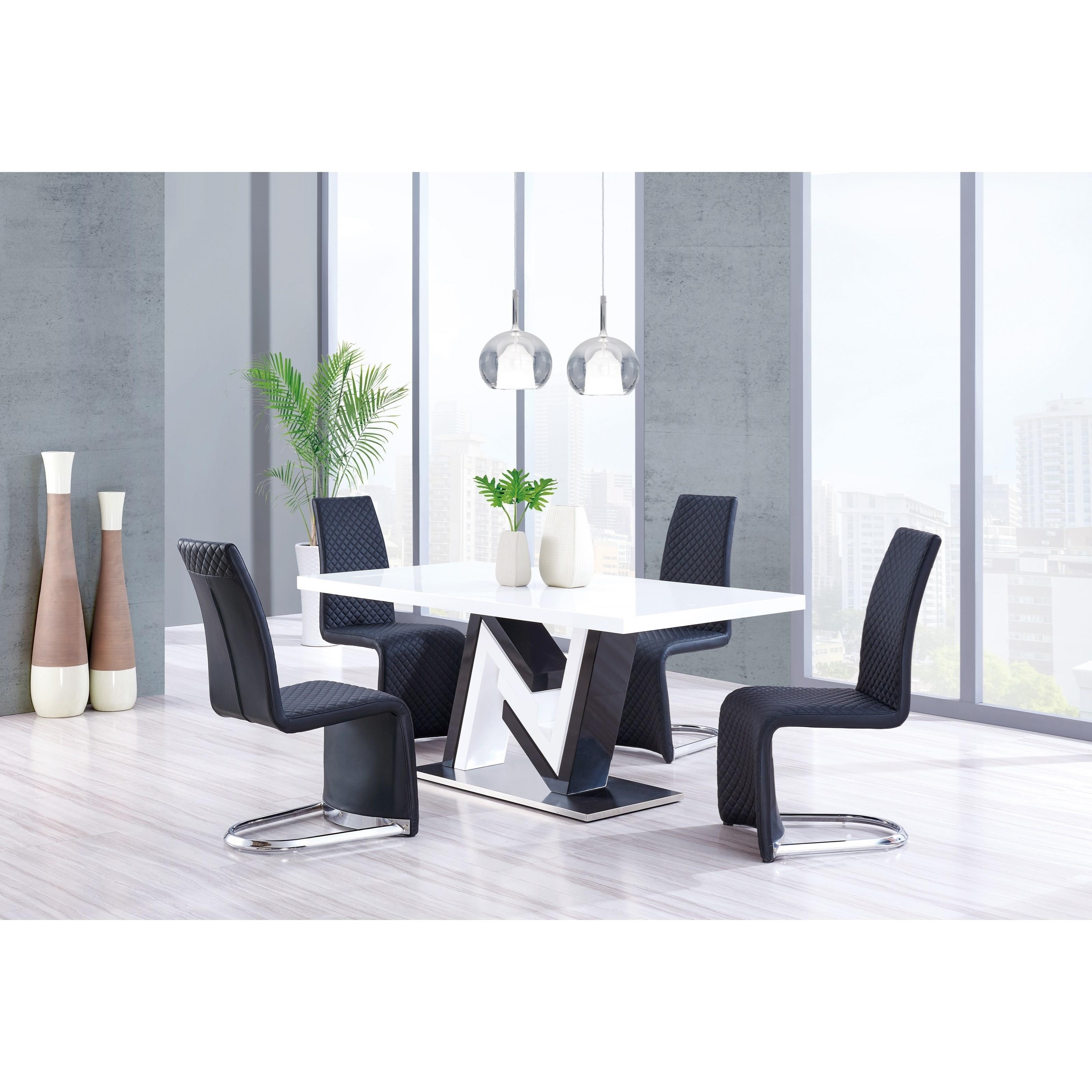 Global Furniture D4163 High Gloss Dining Table With Unique N