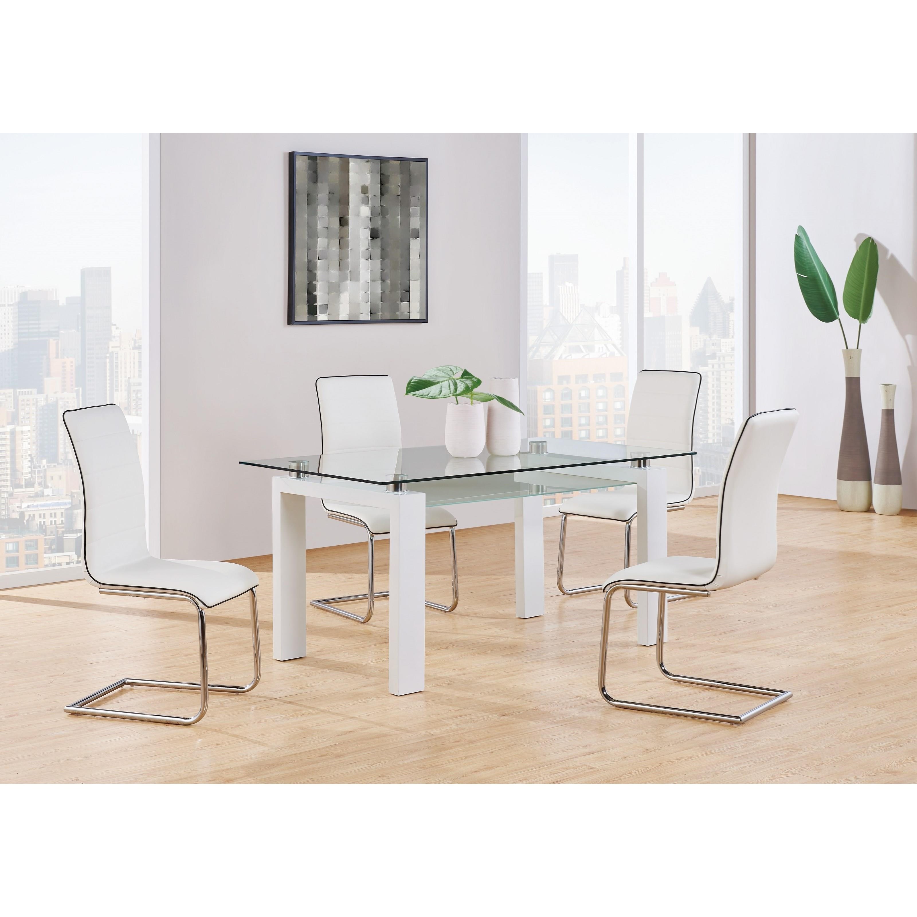 Global Furniture D648 D648dt Frosted Glass Dining Table With Floating Glass Top Corner Furniture Dining Tables