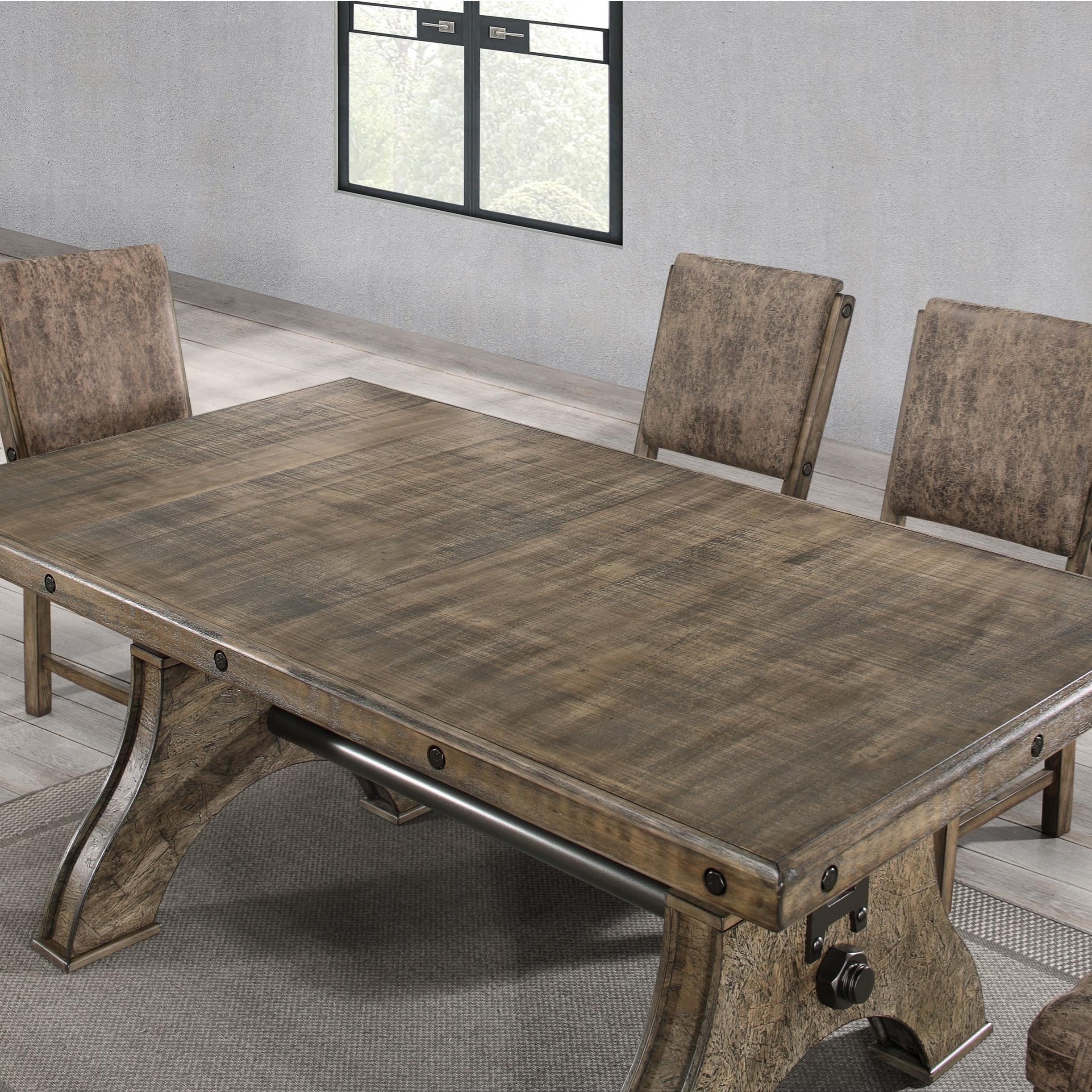 Global Furniture D855 Rustic Industrial Work Bench Style Dining Table Rooms For Less Dining Tables