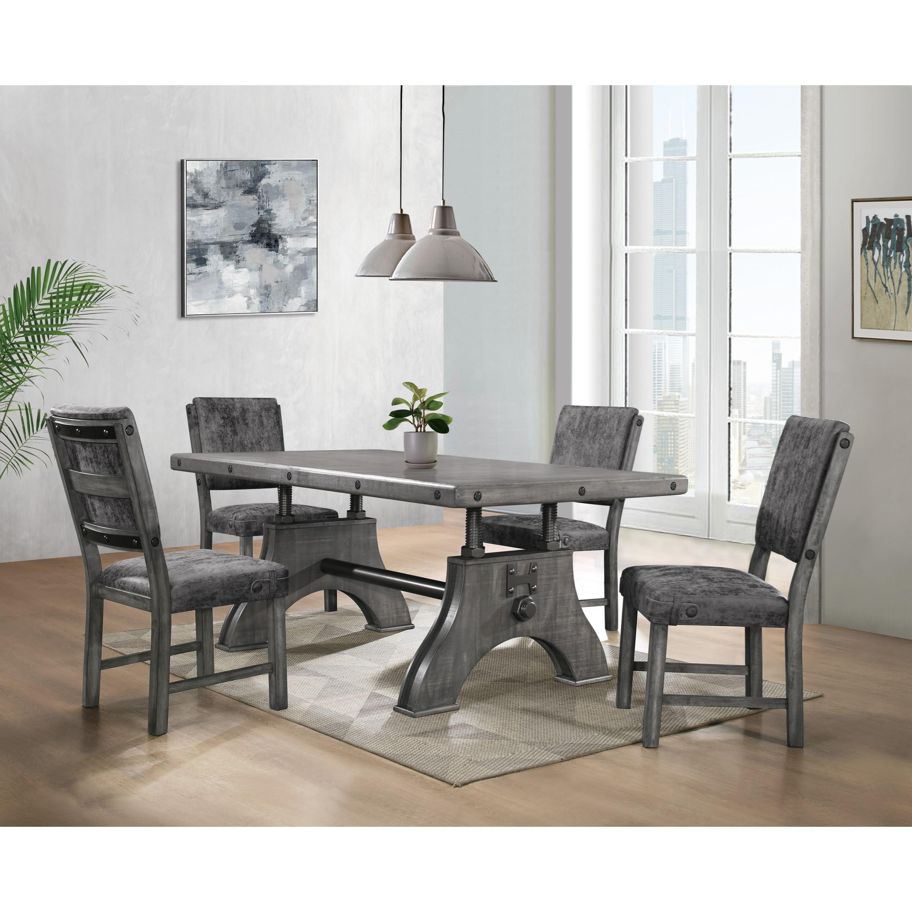 Global Furniture D855 D855dt Gr Rustic Industrial Work Bench Style Dining Table Corner Furniture Dining Tables