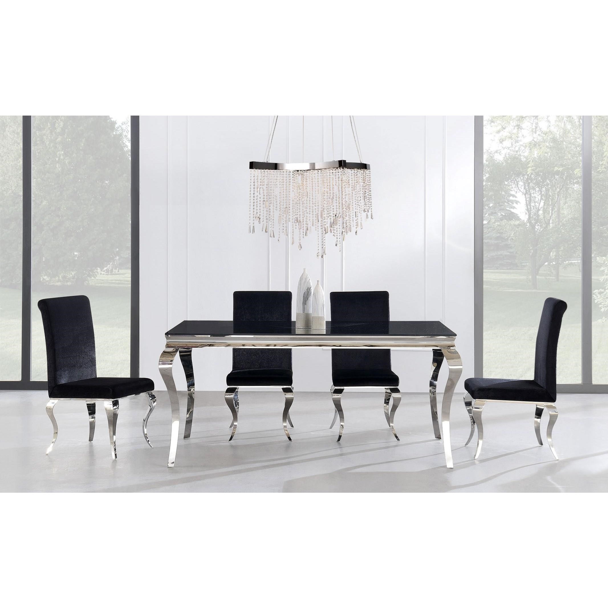 Global Furniture D858 Velvet Dining Chair With Silver Legs Royal Furniture Dining Side Chairs