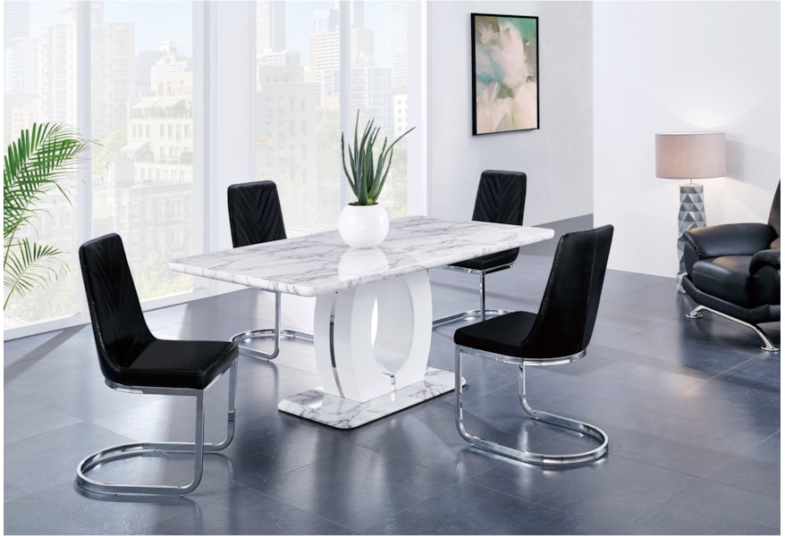 Global Furniture D894 Faux Marble Pedestal Base Dining Table Value City Furniture Dining Tables