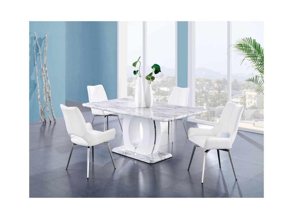 D894 Faux Marble Pedestal Base Dining Table By Global Furniture At Rooms For Less