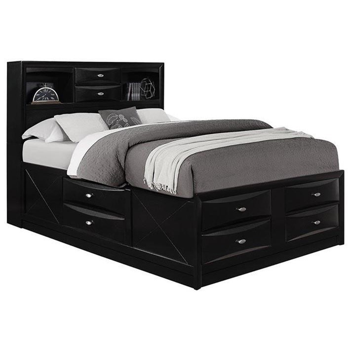 Global Furniture Linda Full Captain S Bed With Bookshelves And