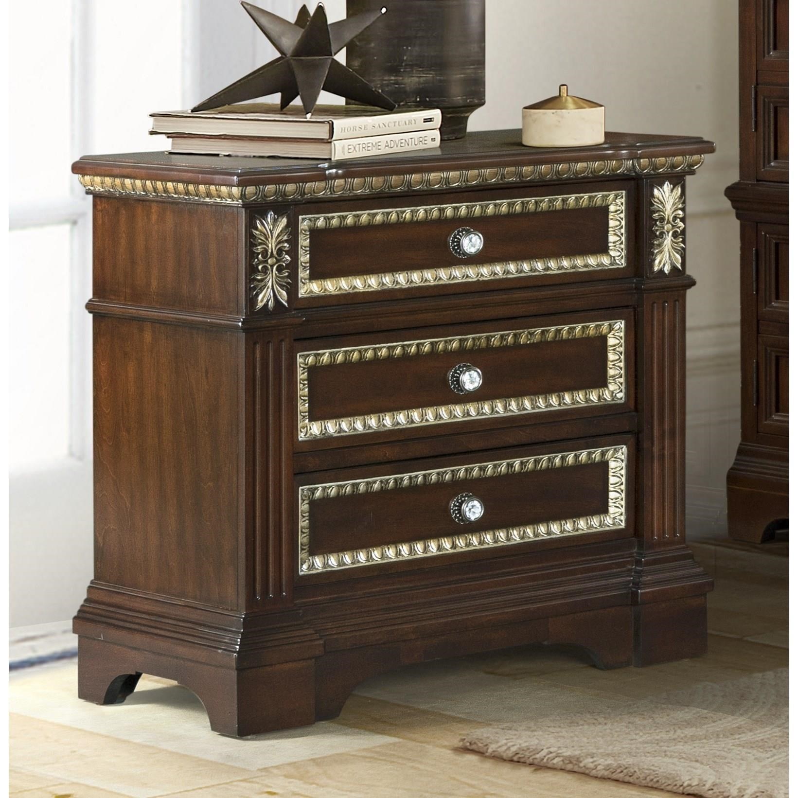 Global Furniture Marseille Marseille Cherry Ns W Usb Traditional Carved Wood Nighstand With Usb Ports Corner Furniture Nightstands