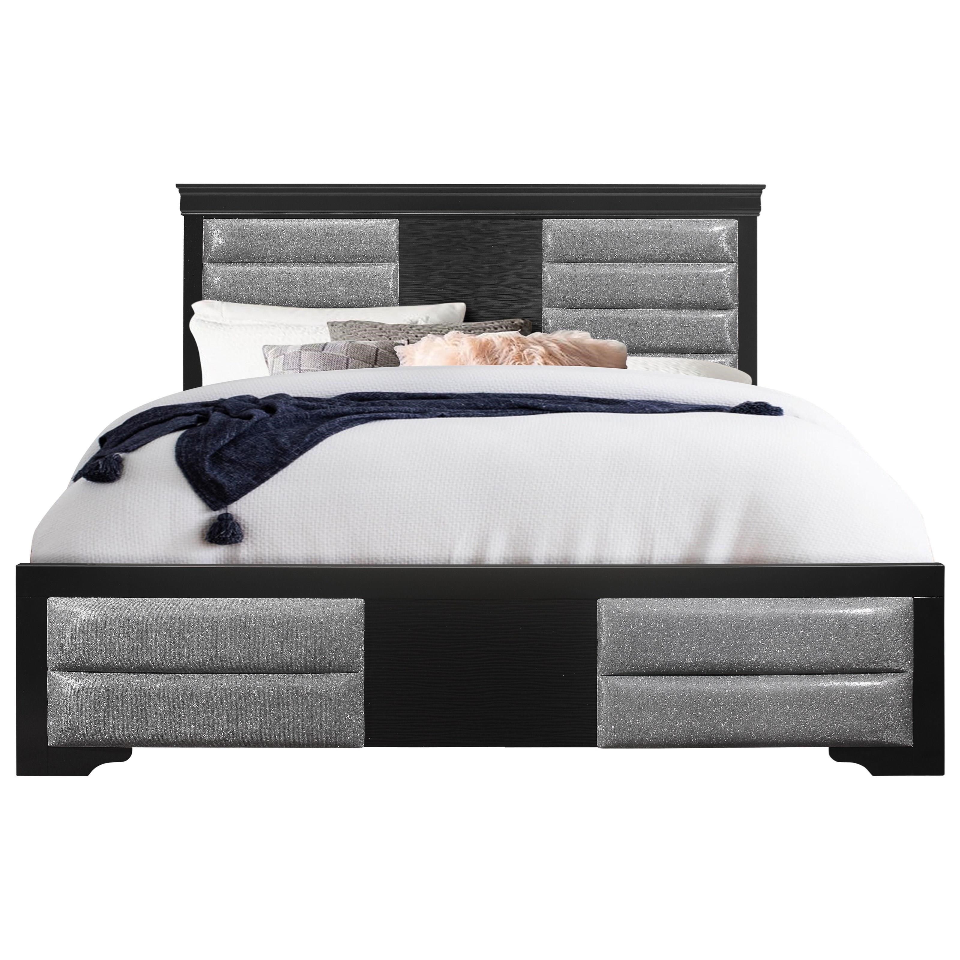 Global Furniture Mia Mia Bl Kb Glam King Bed With Metallic