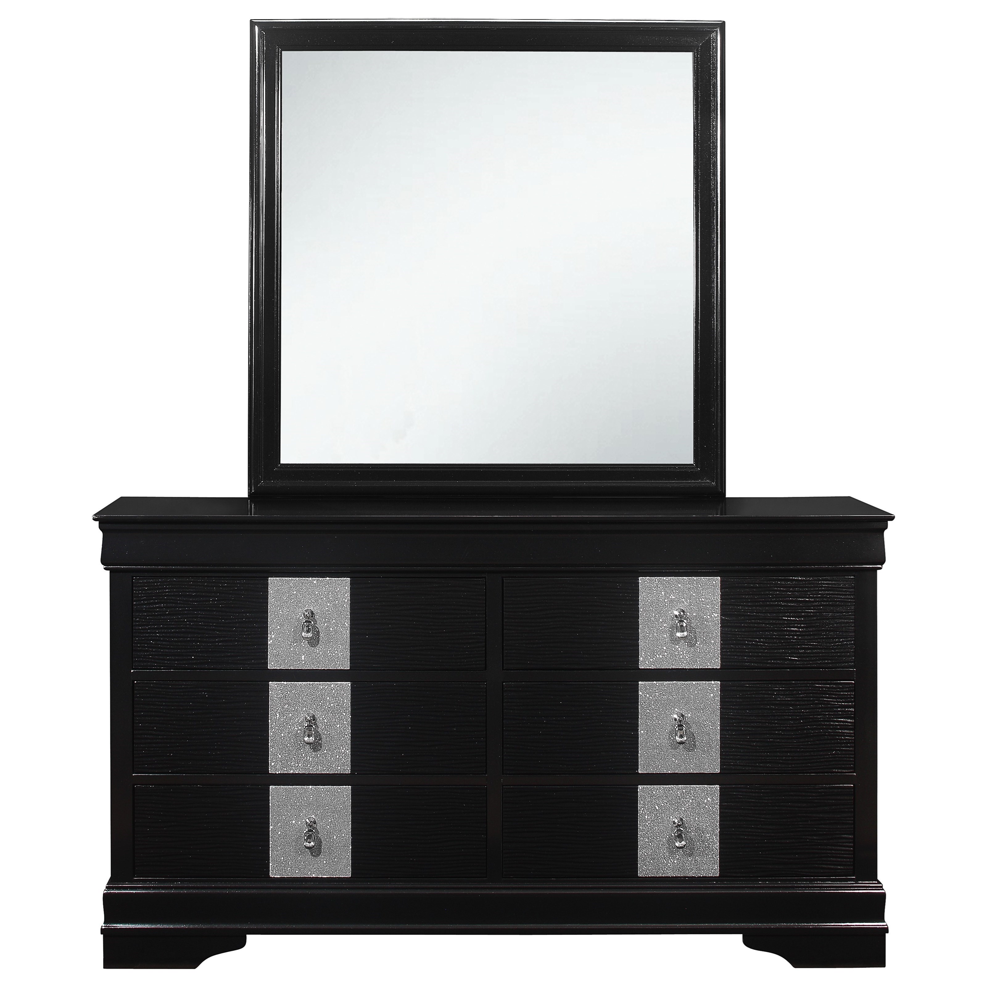 Global Furniture Mia Glam 6 Drawer Dresser And Mirror Set Value