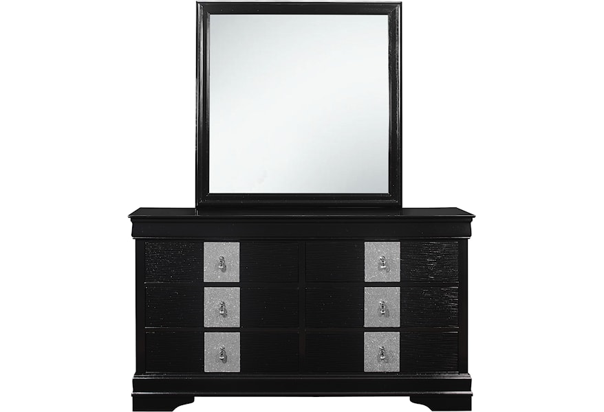 Global Furniture Mia Glam 6 Drawer Dresser And Mirror Set Value