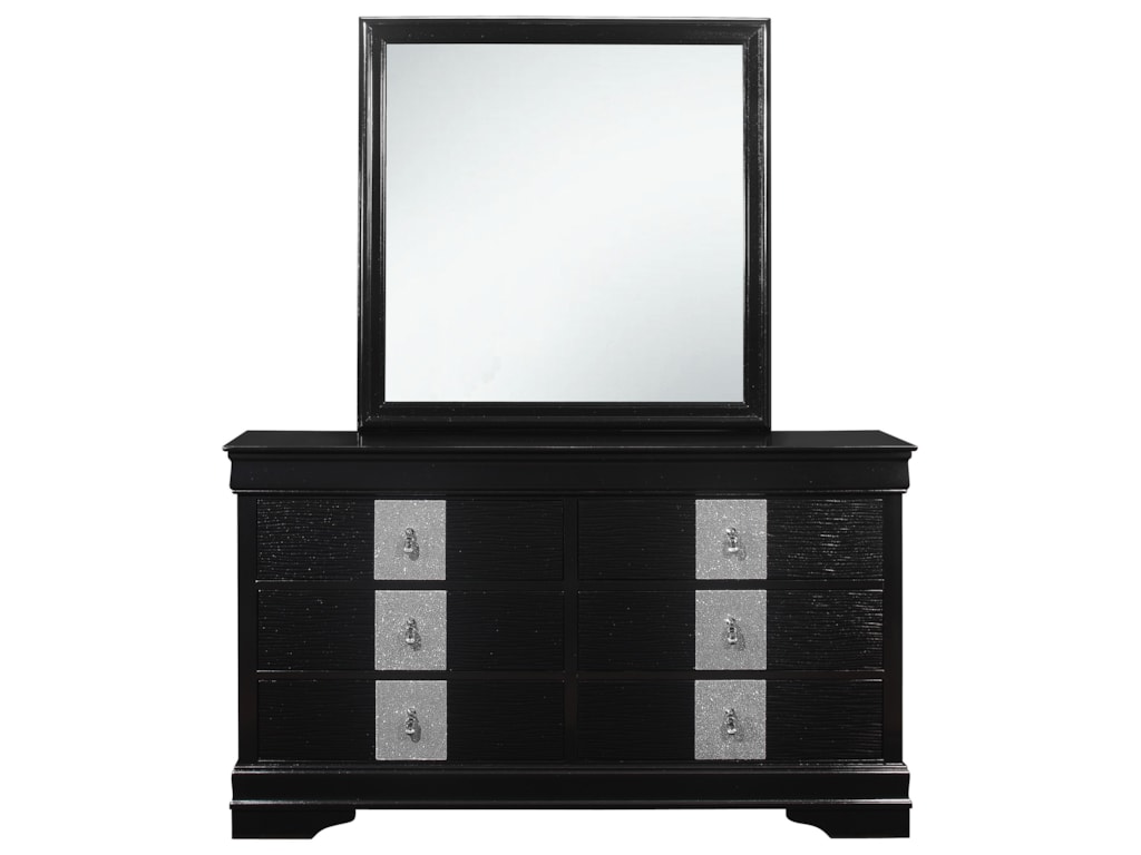 Global Furniture Mia Glam 6 Drawer Dresser And Mirror Set Value