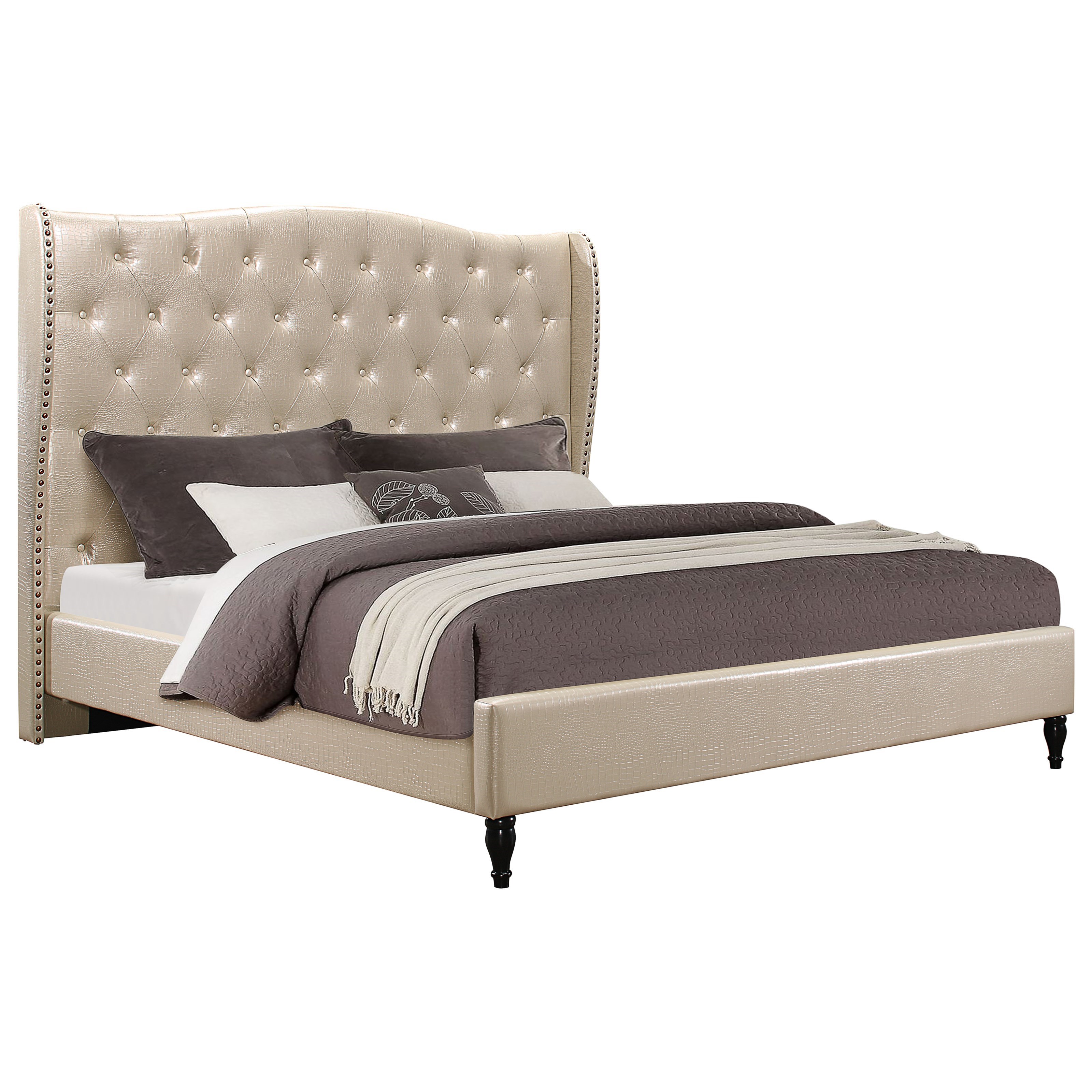 Mirror Upholstered Queen Bed