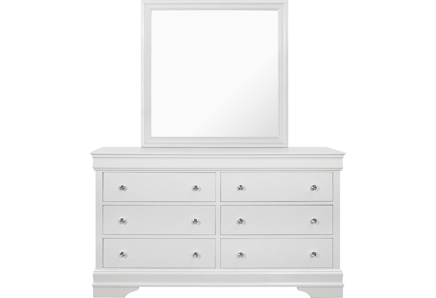 Global Furniture Pompei Transitional 6 Drawer Dresser And Mirror