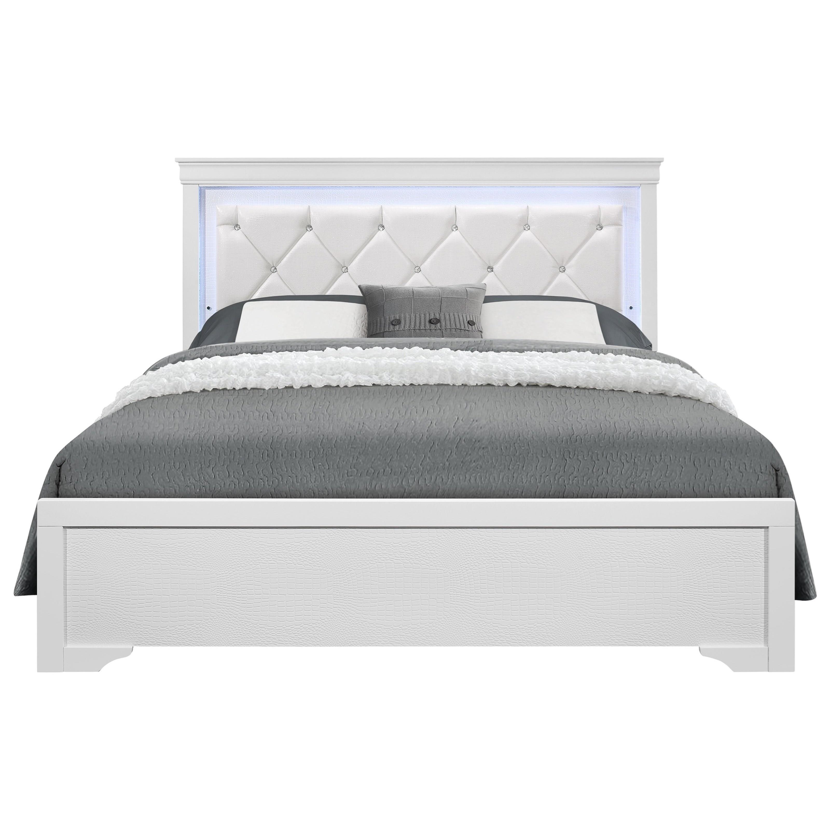 Global Furniture Pompei Transitional King Upholstered Bed With Faux Croc Pattern And Led Lights Rooms For Less Upholstered Beds How to install led strip lights under bed frame (bedroom. global furniture pompei transitional