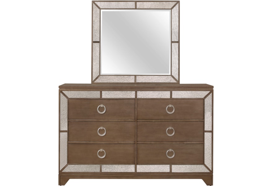Global Furniture Portofino Old Hollywood 6 Drawer Dresser And
