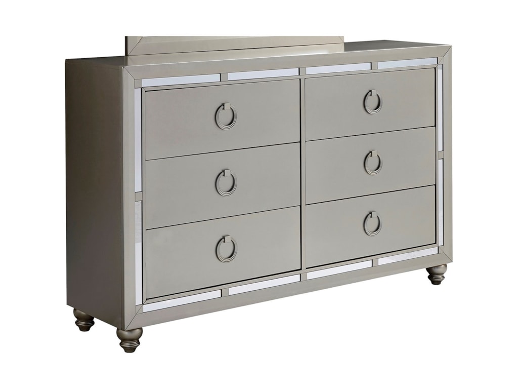 Global Furniture Riley Glam 6 Drawer Dresser And Mirror Combo With Furniture Riley Glam 6 Drawer Dresser