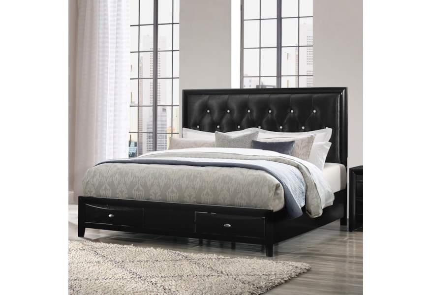 Global Furniture Salerno Salerno Bl Kb Transitional King Upholstered Bed With 2 Footboards Nassau Furniture And Mattress Upholstered Beds