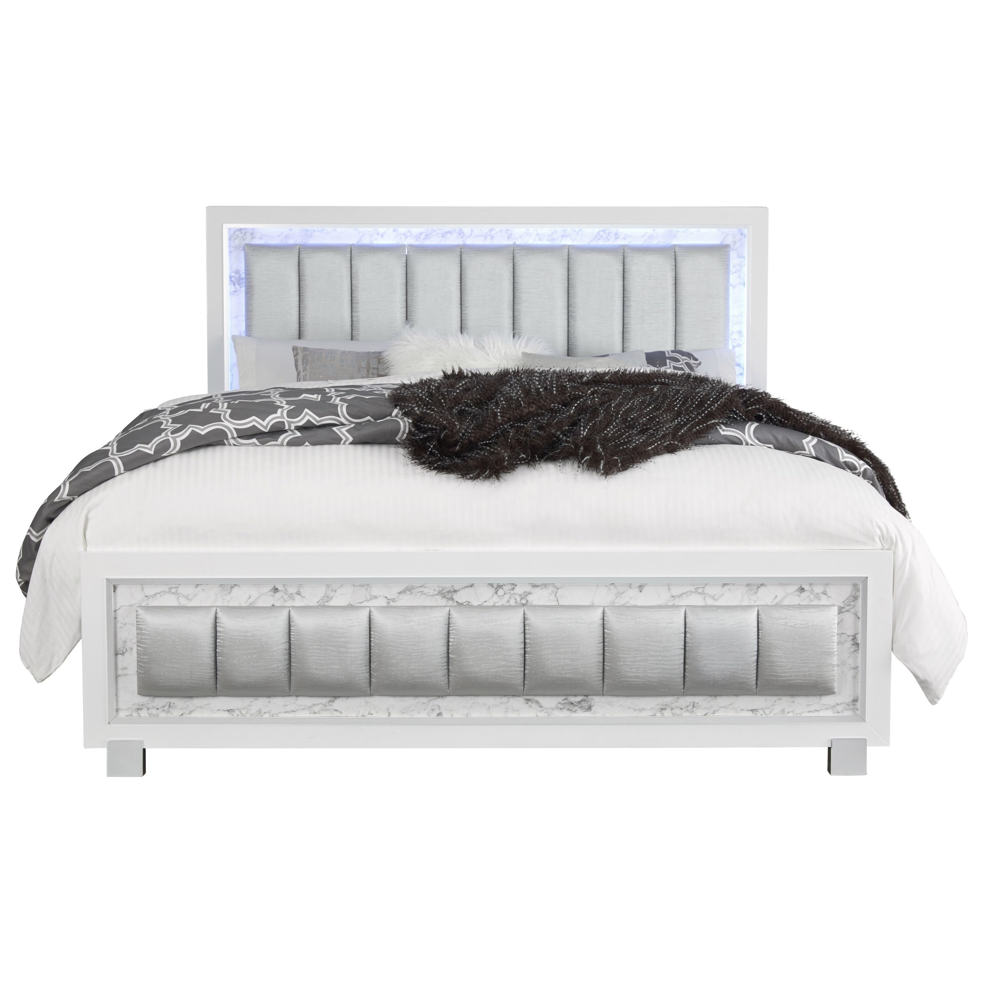 Global Furniture Santorini Contemporary Queen Bed With Built In