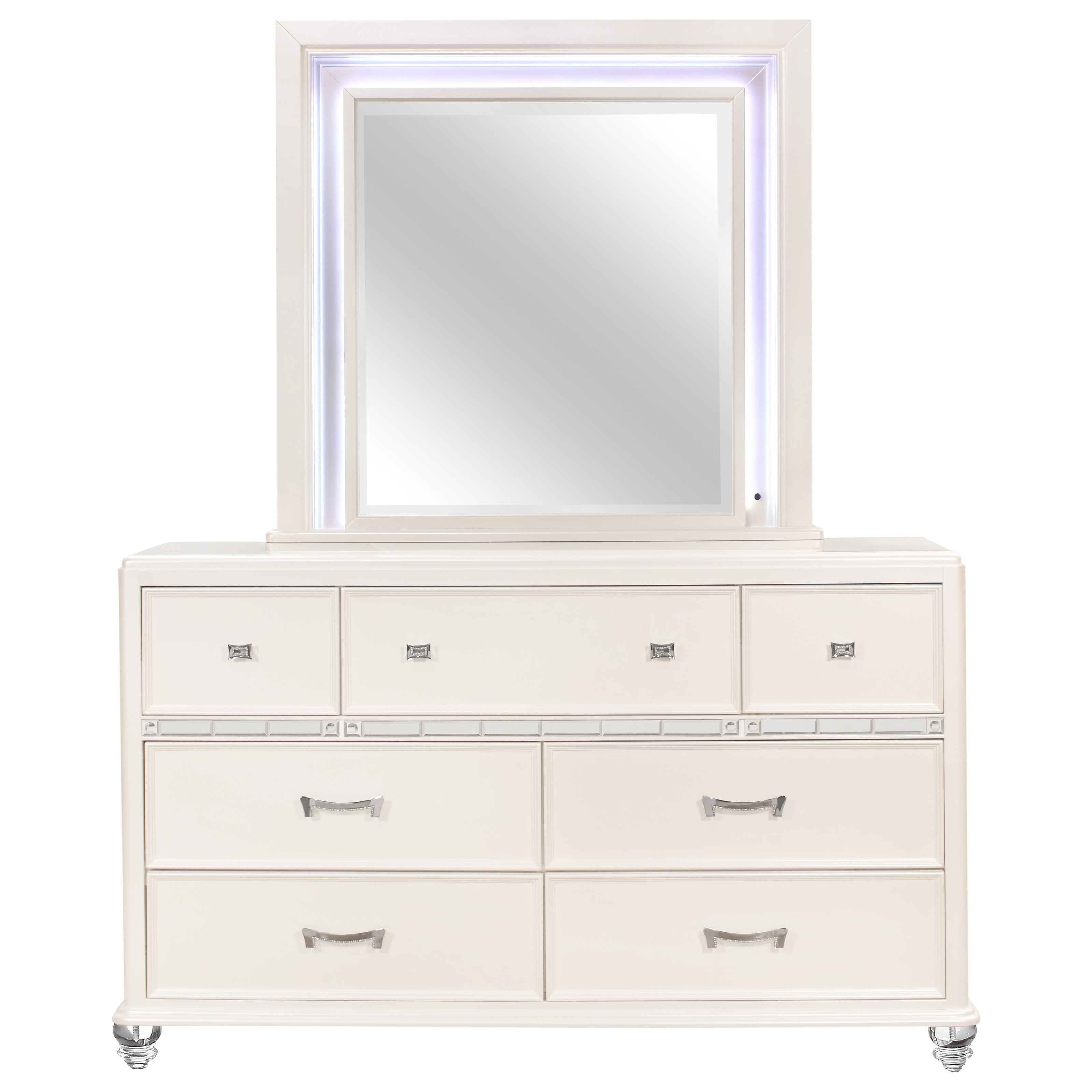Global Furniture Sofia Glam 6 Drawer Dresser And Mirror Set