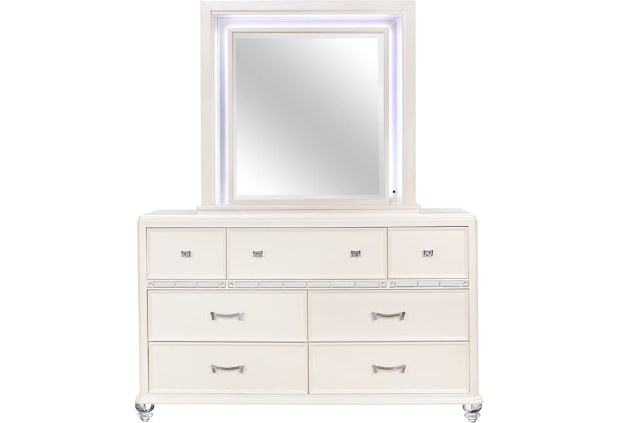Global Furniture Sofia Glam 6 Drawer Dresser And Mirror Set