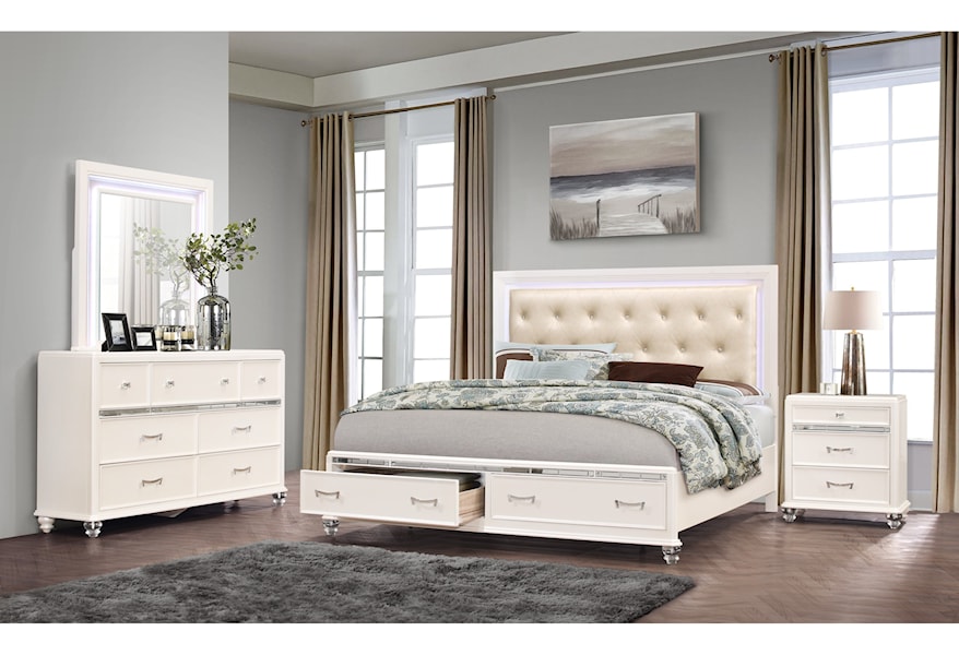 Global Furniture Sofia Glam 6 Drawer Dresser With Felt Lined Top