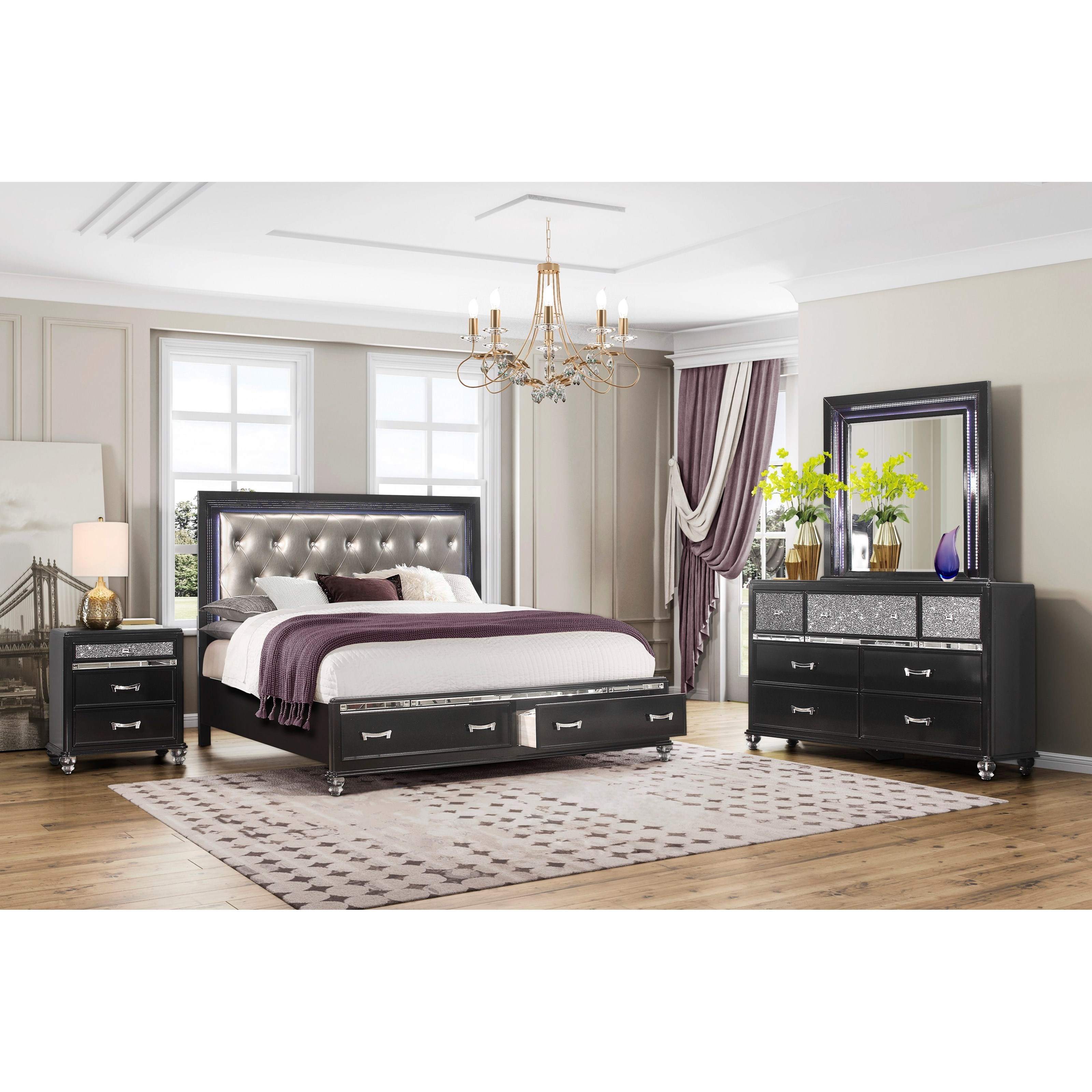 Global Furniture Sonia Black Queen Bedroom Group Value