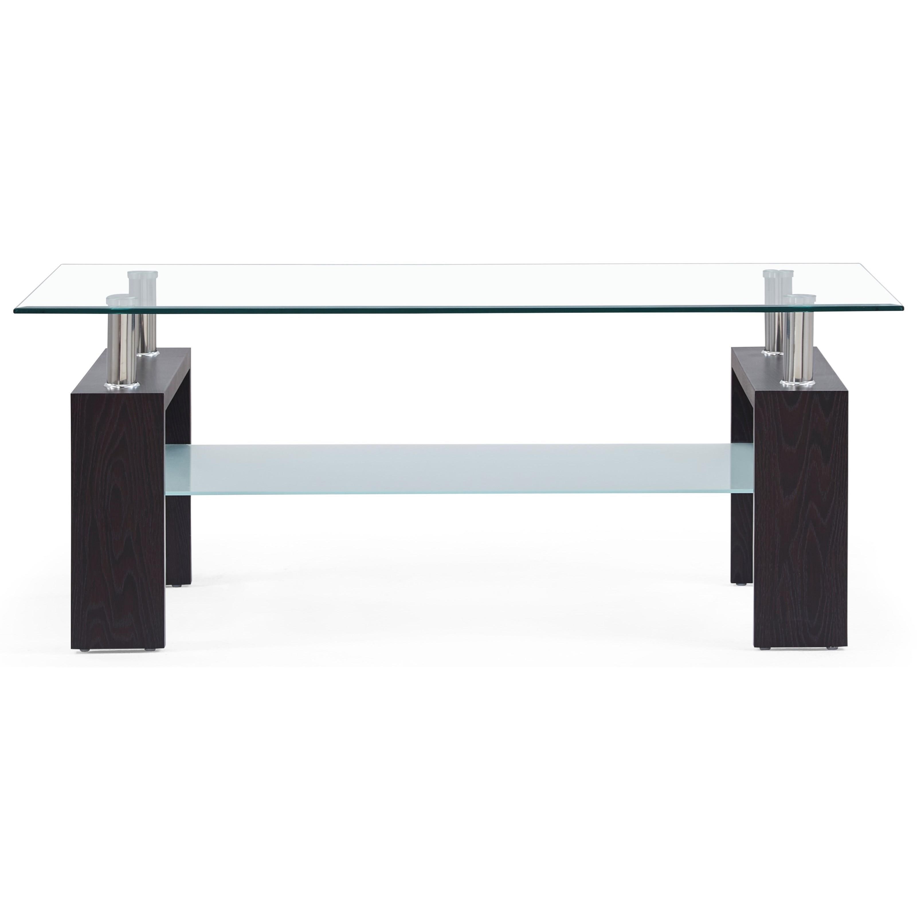 Global Furniture T646 Glass And Frosted Coffee Table With Wooden