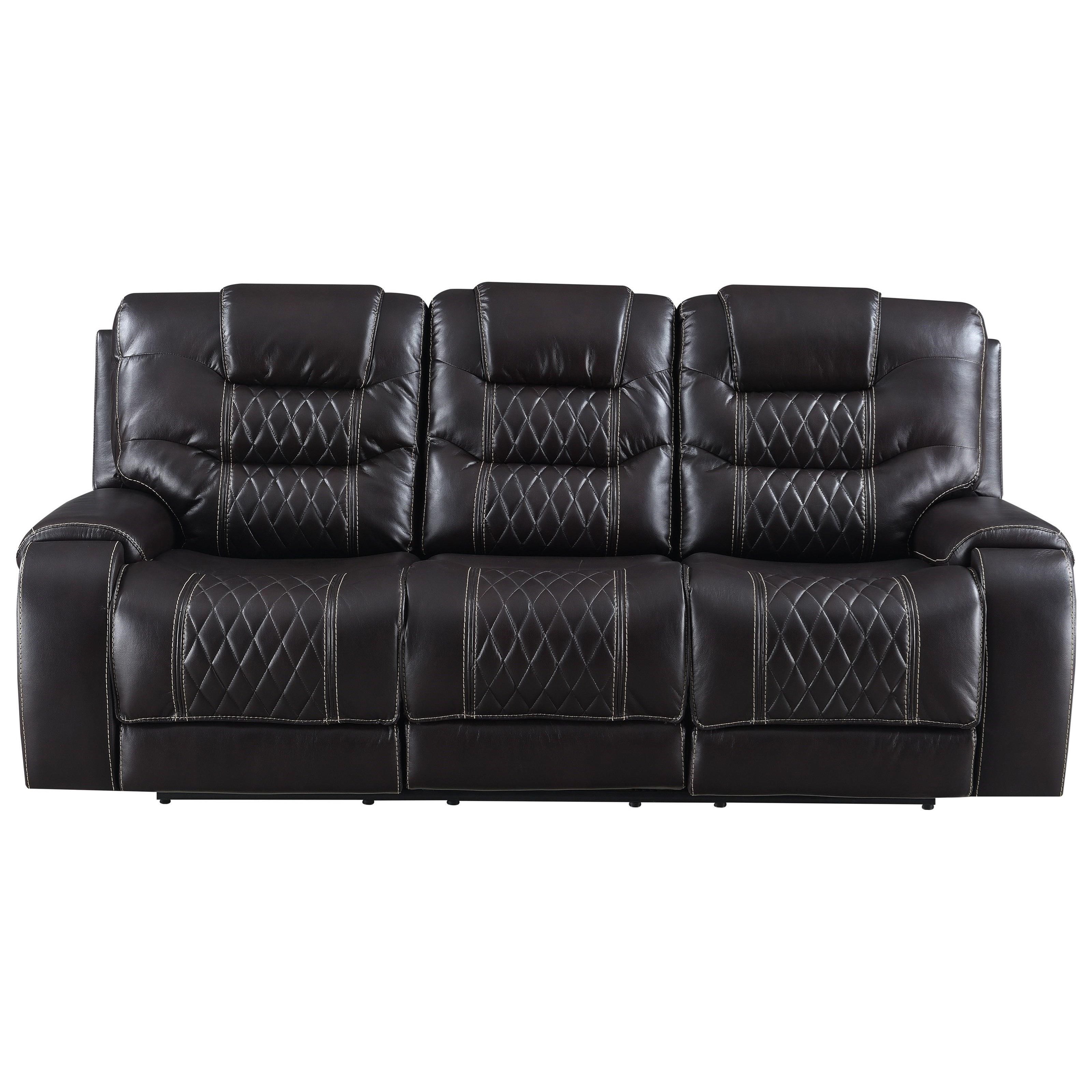 Global Furniture U12016 Quilted Faux Leather Power Reclining Sofa